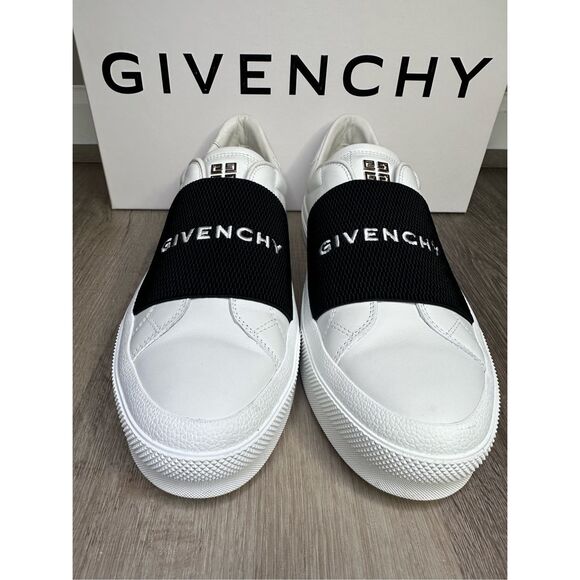 GIVENCHY Logo Leather City Sport Slip-on Sneakers Black & White Size US 11 $675 - Picture 10 of 12